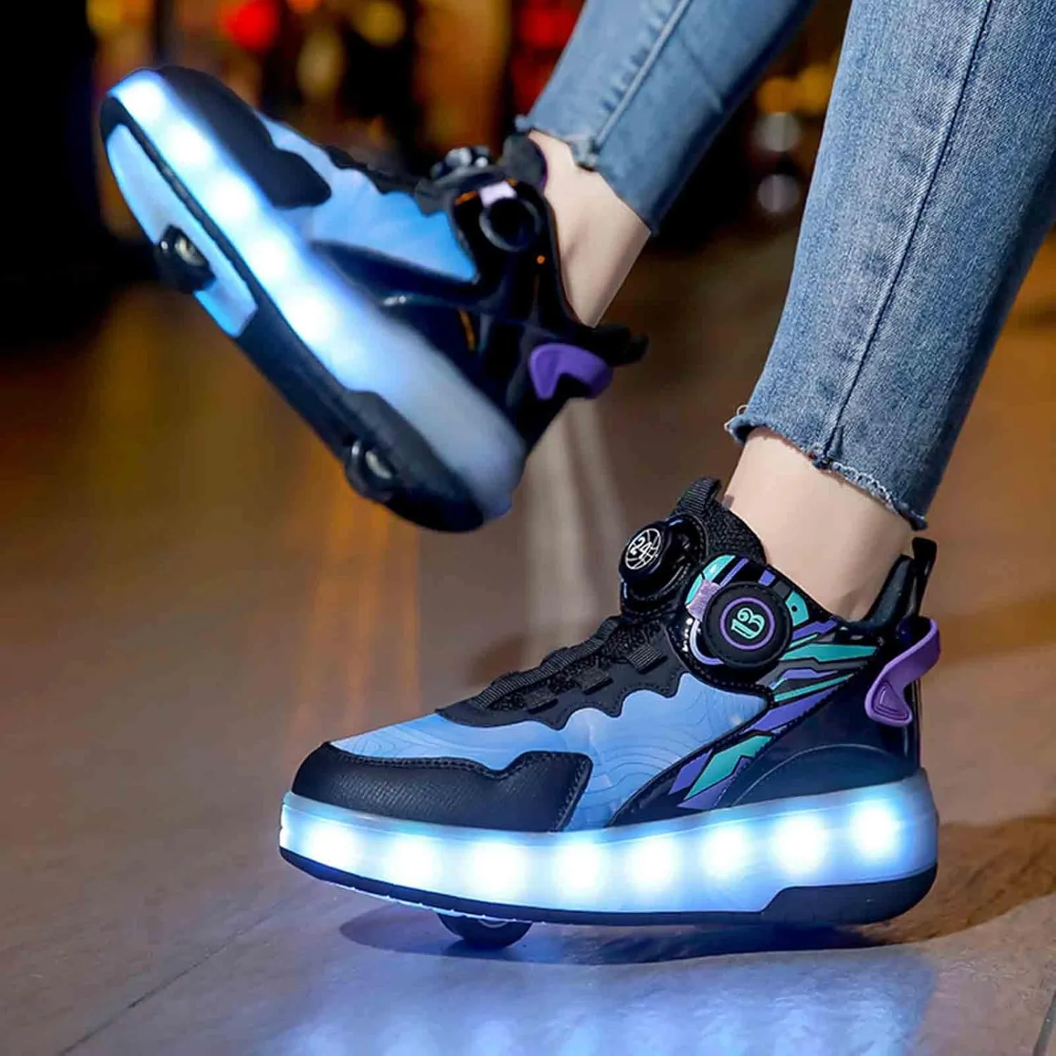 11 Modes Kids Roller Skate Shoes with 2 Wheels, Sneakers for Boys Girls Birthday Thanksgiving Christmas Day