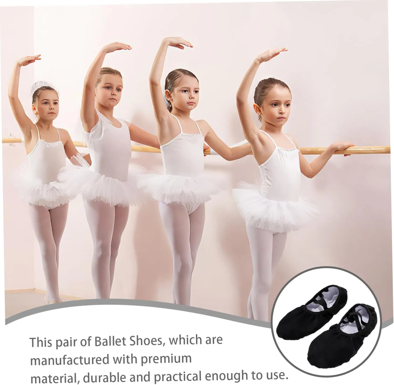 1pair Ballet Shoes for Girls Breathable Non- Dancing Flats for Yoga Ballet and Barre Comfort Cushioning Design