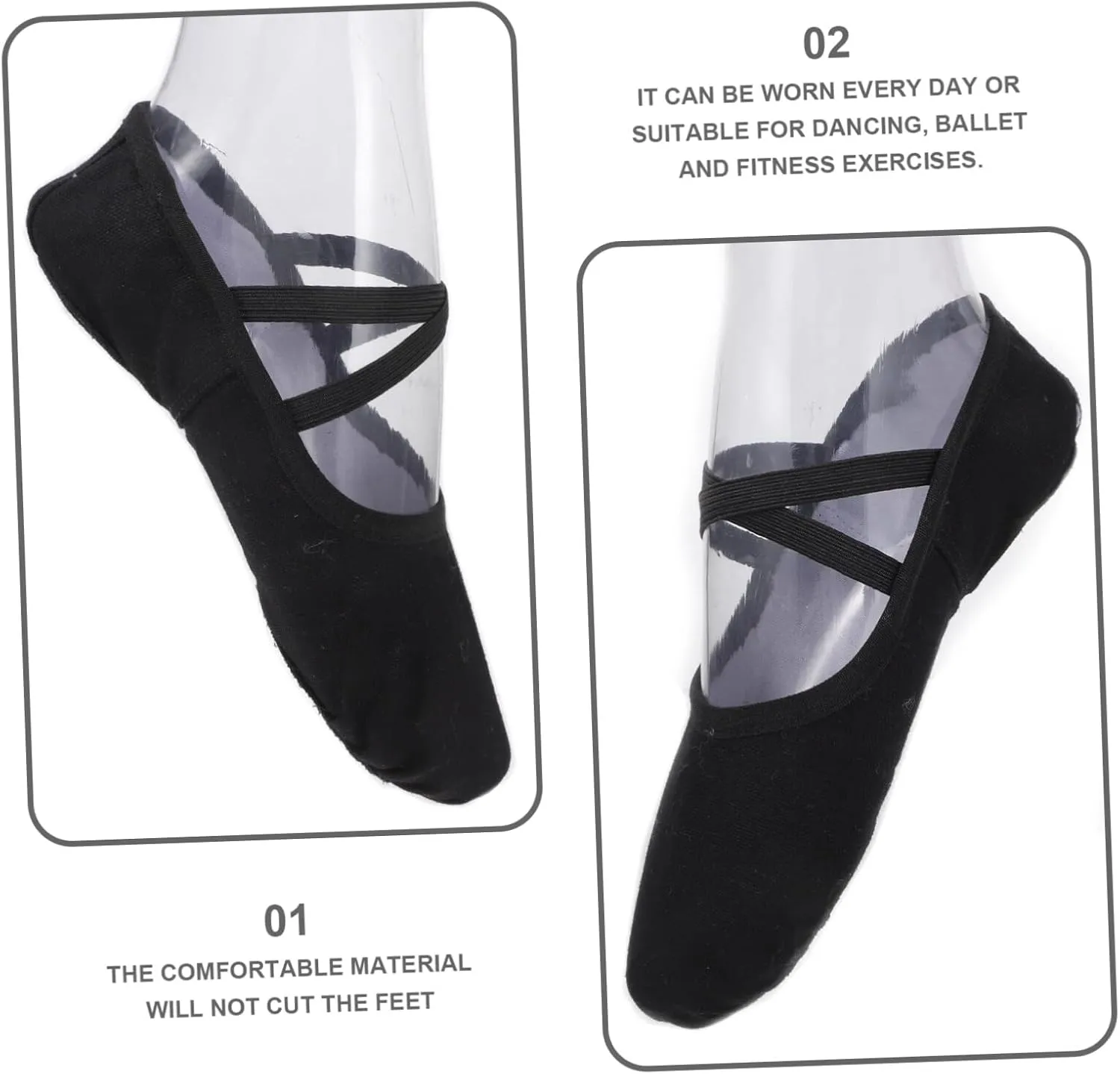 1pair Ballet Shoes for Girls Breathable Non- Dancing Flats for Yoga Ballet and Barre Comfort Cushioning Design