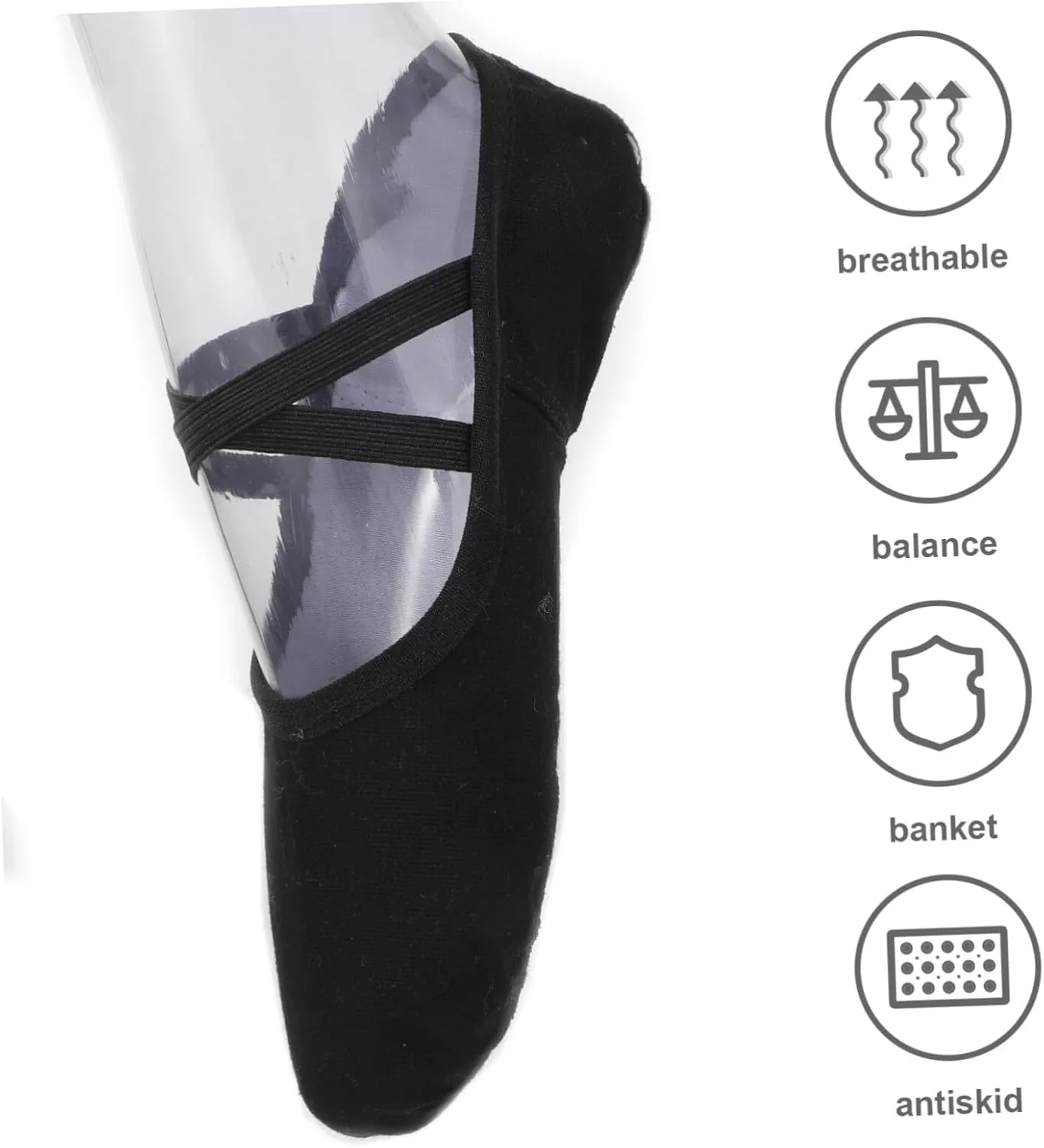 1pair Ballet Shoes for Girls Breathable Non- Dancing Flats for Yoga Ballet and Barre Comfort Cushioning Design