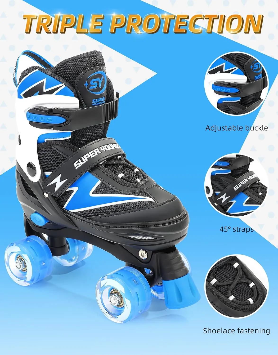 Adjustable Roller Skates Boys Kids Ages 5-8 8-12 Roller Skates Girls with Light up Wheels, Fun Rollerskate for Youth Toddlers