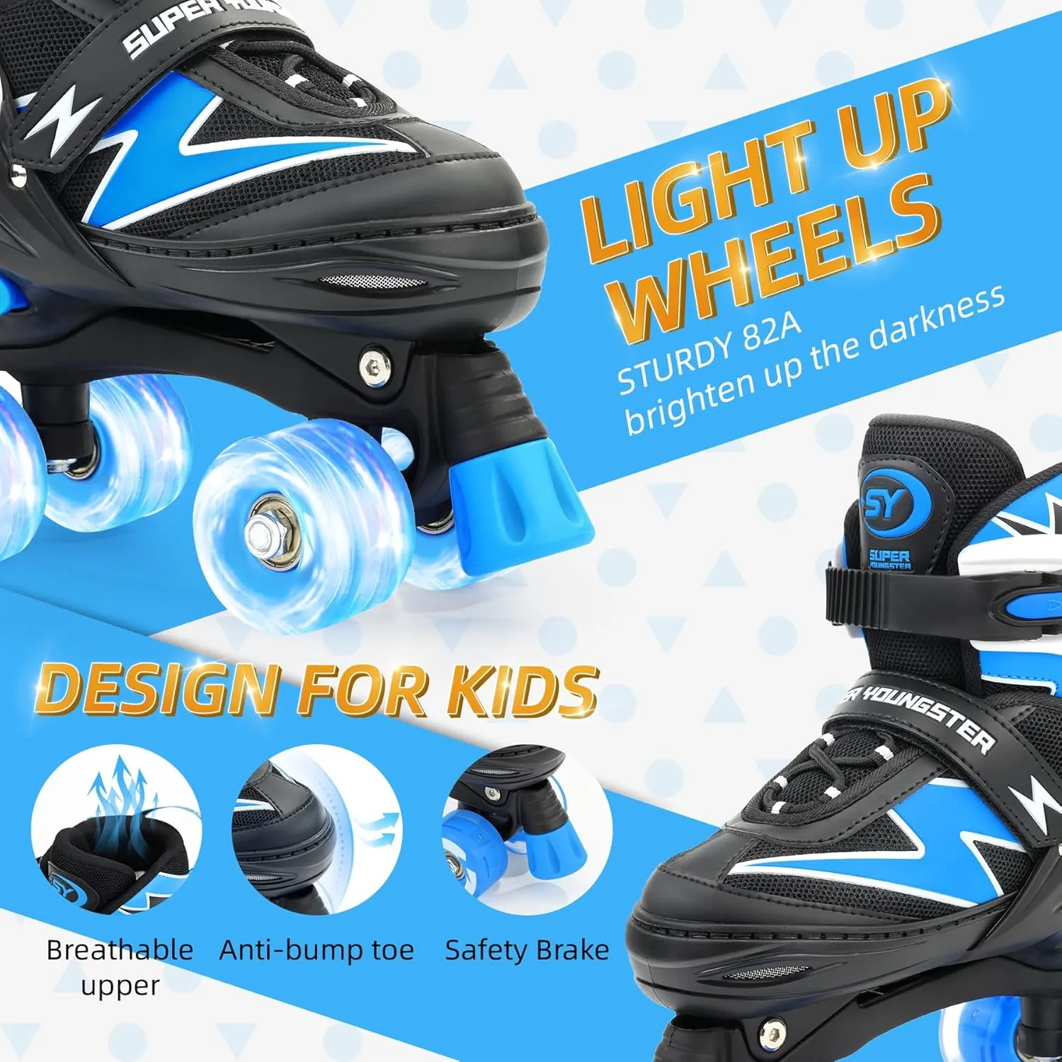 Adjustable Roller Skates Boys Kids Ages 5-8 8-12 Roller Skates Girls with Light up Wheels, Fun Rollerskate for Youth Toddlers