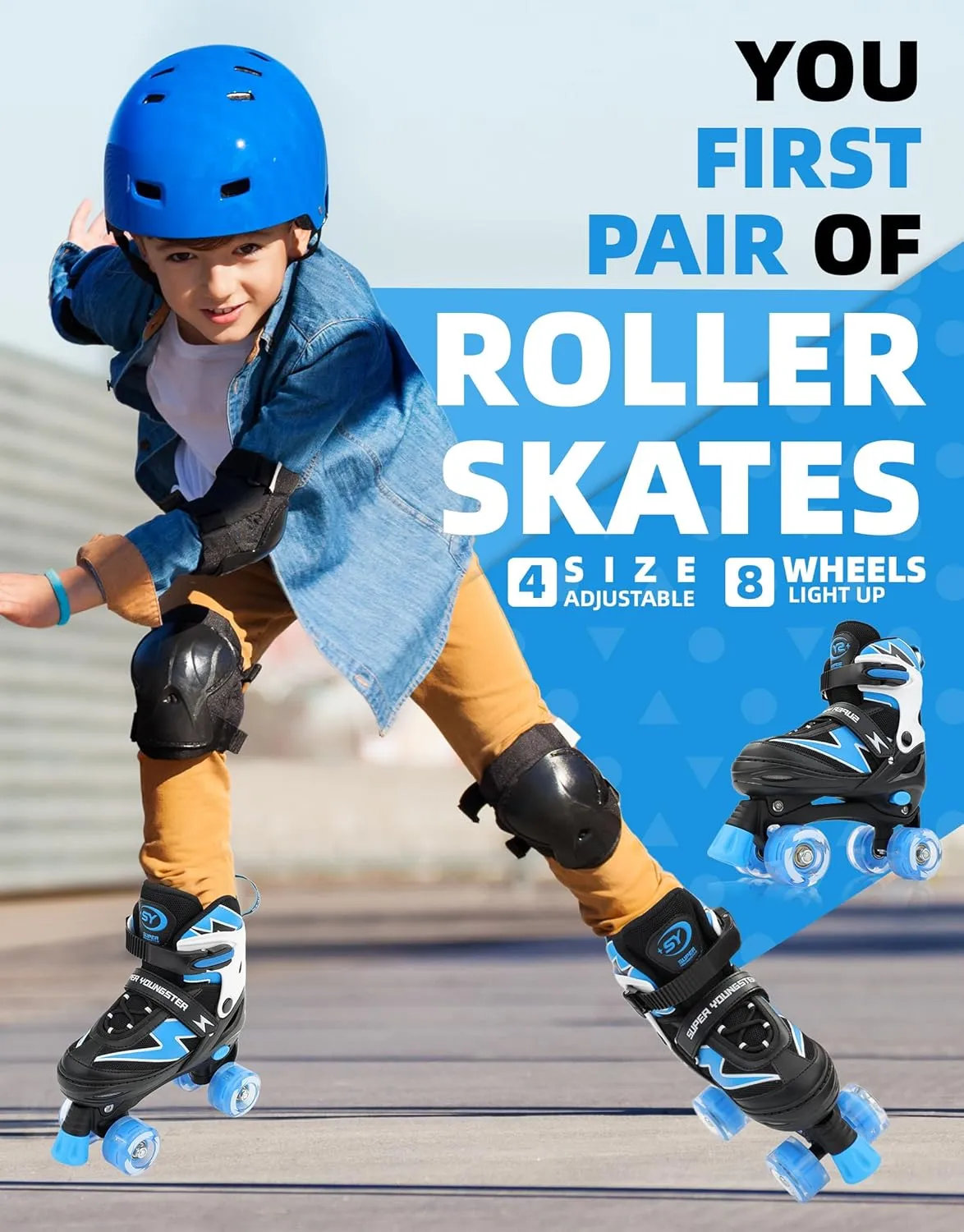 Adjustable Roller Skates Boys Kids Ages 5-8 8-12 Roller Skates Girls with Light up Wheels, Fun Rollerskate for Youth Toddlers