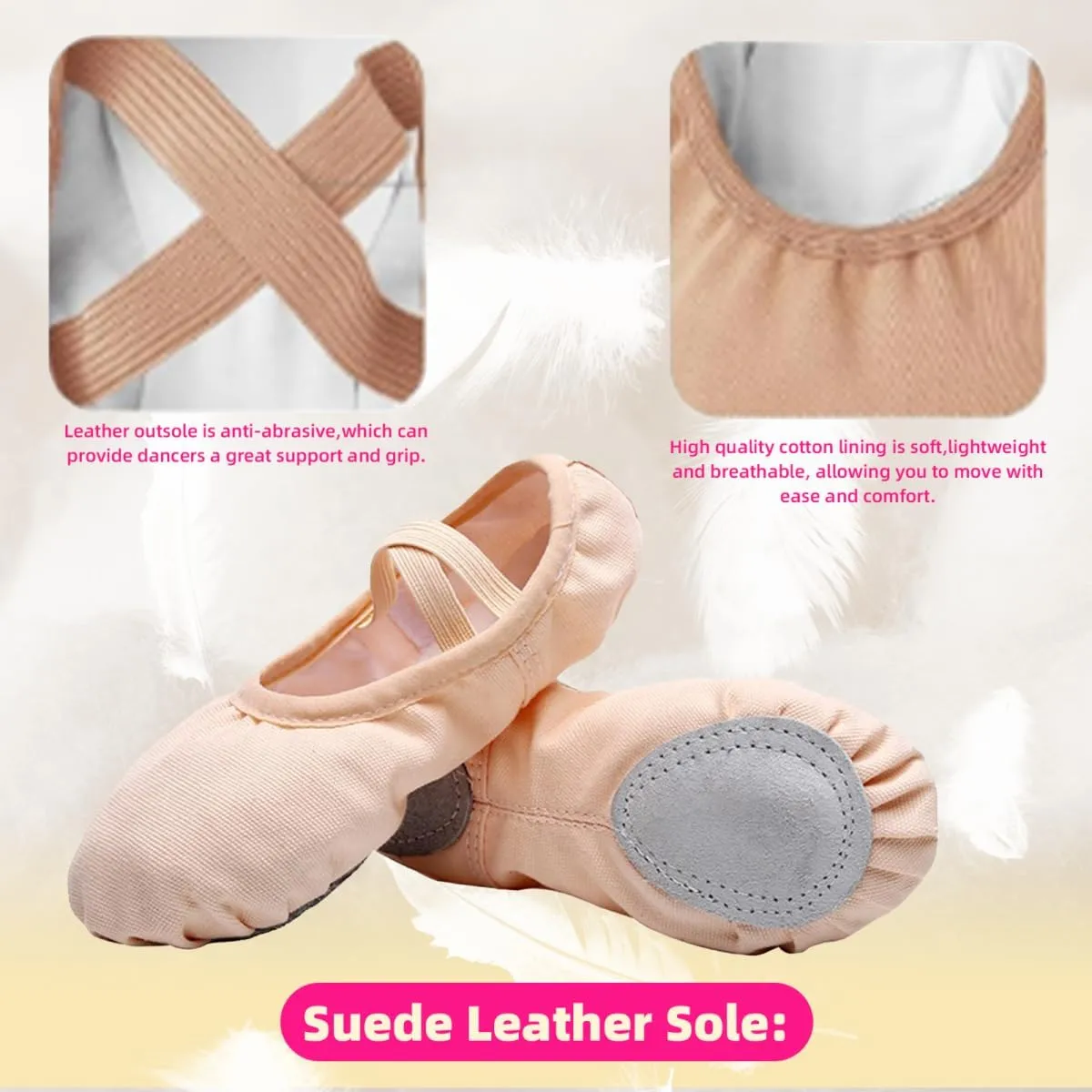 Ballet Shoes for Girls Ballet Slippers Canvas Ballet Dance Shoes for Toddler/Little Kid/Big Kid