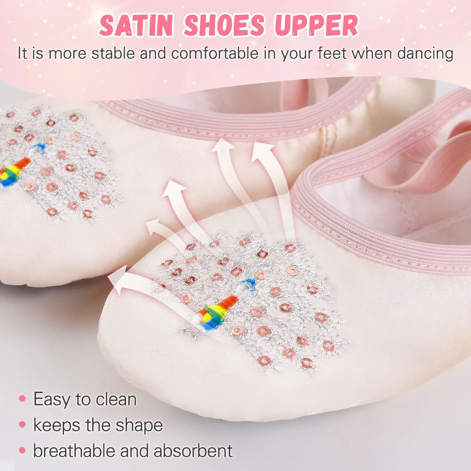 Ballet Shoes for Girls, Split Sole Toddler Ballet Shoes Satin Ballet Slippers for Girls Toddler/Little/Big Kid