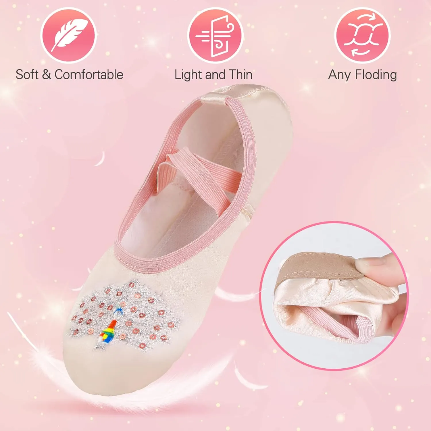 Ballet Shoes for Girls, Split Sole Toddler Ballet Shoes Satin Ballet Slippers for Girls Toddler/Little/Big Kid