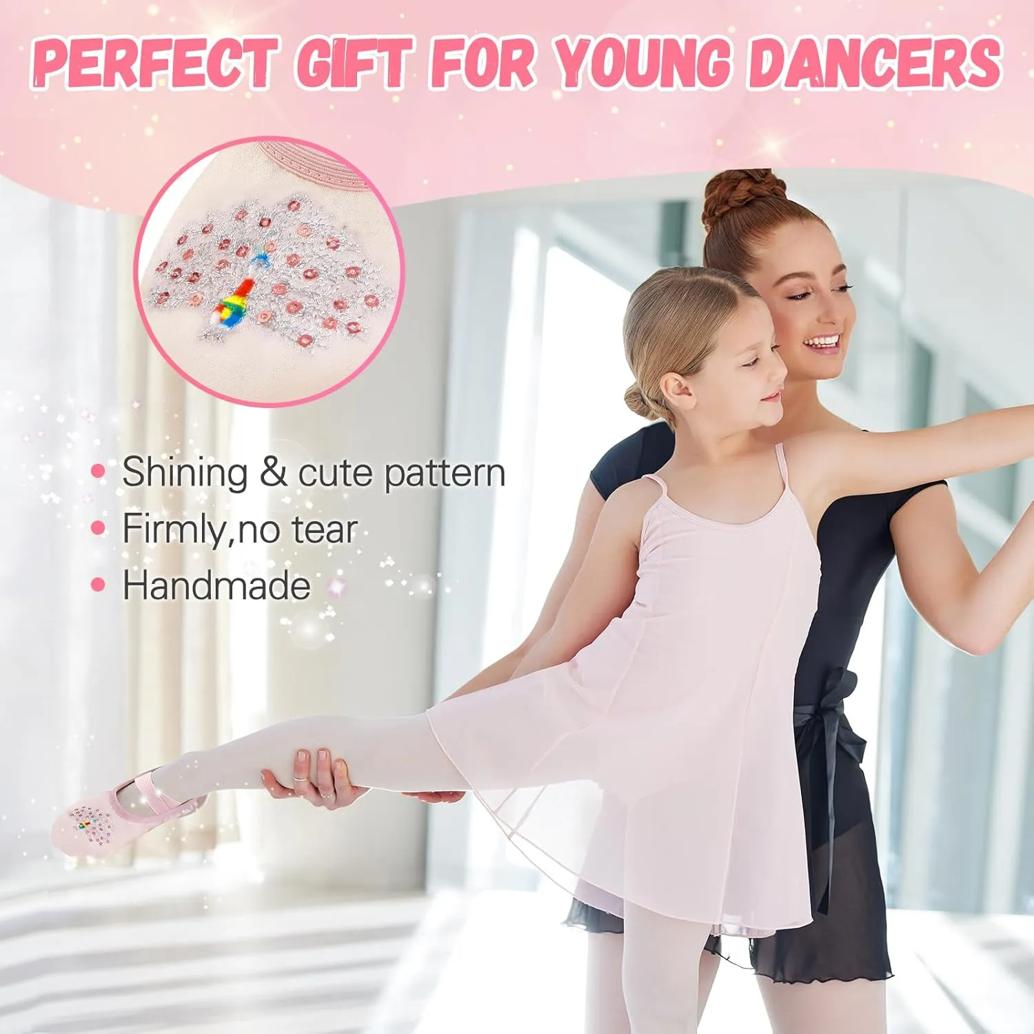 Ballet Shoes for Girls, Split Sole Toddler Ballet Shoes Satin Ballet Slippers for Girls Toddler/Little/Big Kid