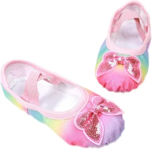 Ballet Shoes Glitter Split-Sole for Girls Toddler Dance Slippers with Elastic Laces for (Toddler/Little Kid/Big Kid)