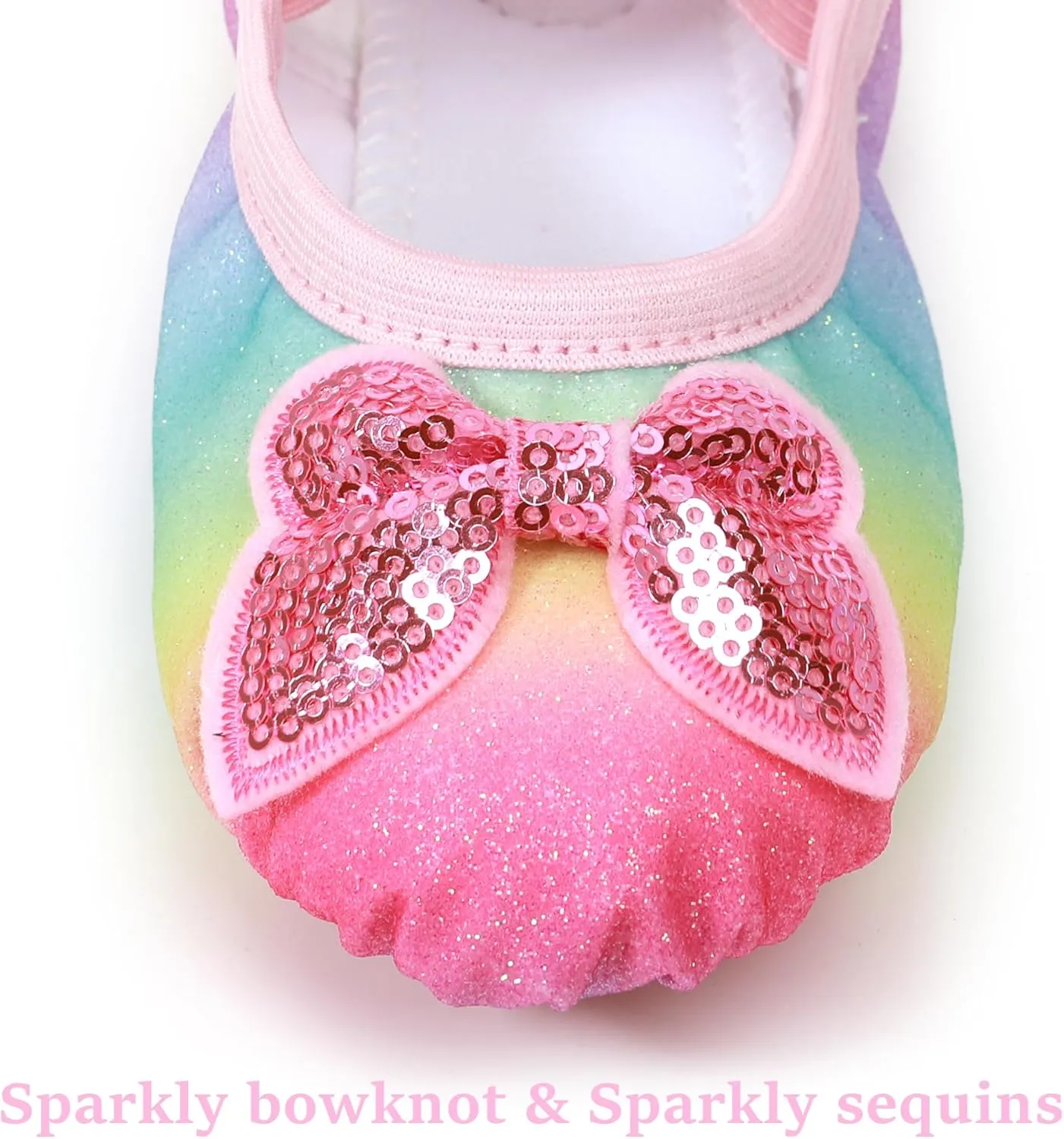 Ballet Shoes Glitter Split-Sole for Girls Toddler Dance Slippers with Elastic Laces for (Toddler/Little Kid/Big Kid)