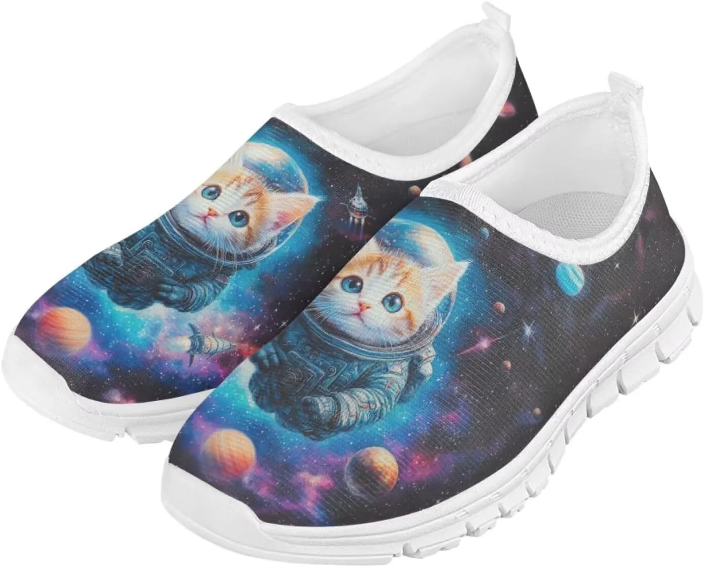 Boys Slip On Sneakers Cool Galaxy Themed Tennis Shoes Running Shoes