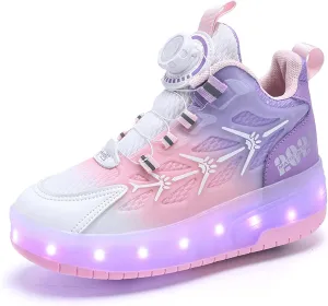 Children's Unisex Roller Skates Shiny Wheel Shoes Girls Shiny Roller Skates Sports Shoes Boys Rechargeable Sparkling Sports Shoes Gifts