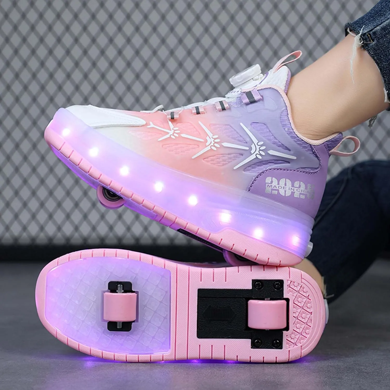 Children's Unisex Roller Skates Shiny Wheel Shoes Girls Shiny Roller Skates Sports Shoes Boys Rechargeable Sparkling Sports Shoes Gifts