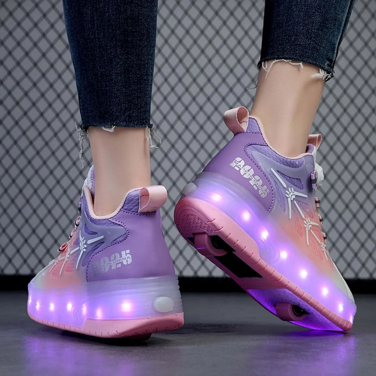 Children's Unisex Roller Skates Shiny Wheel Shoes Girls Shiny Roller Skates Sports Shoes Boys Rechargeable Sparkling Sports Shoes Gifts