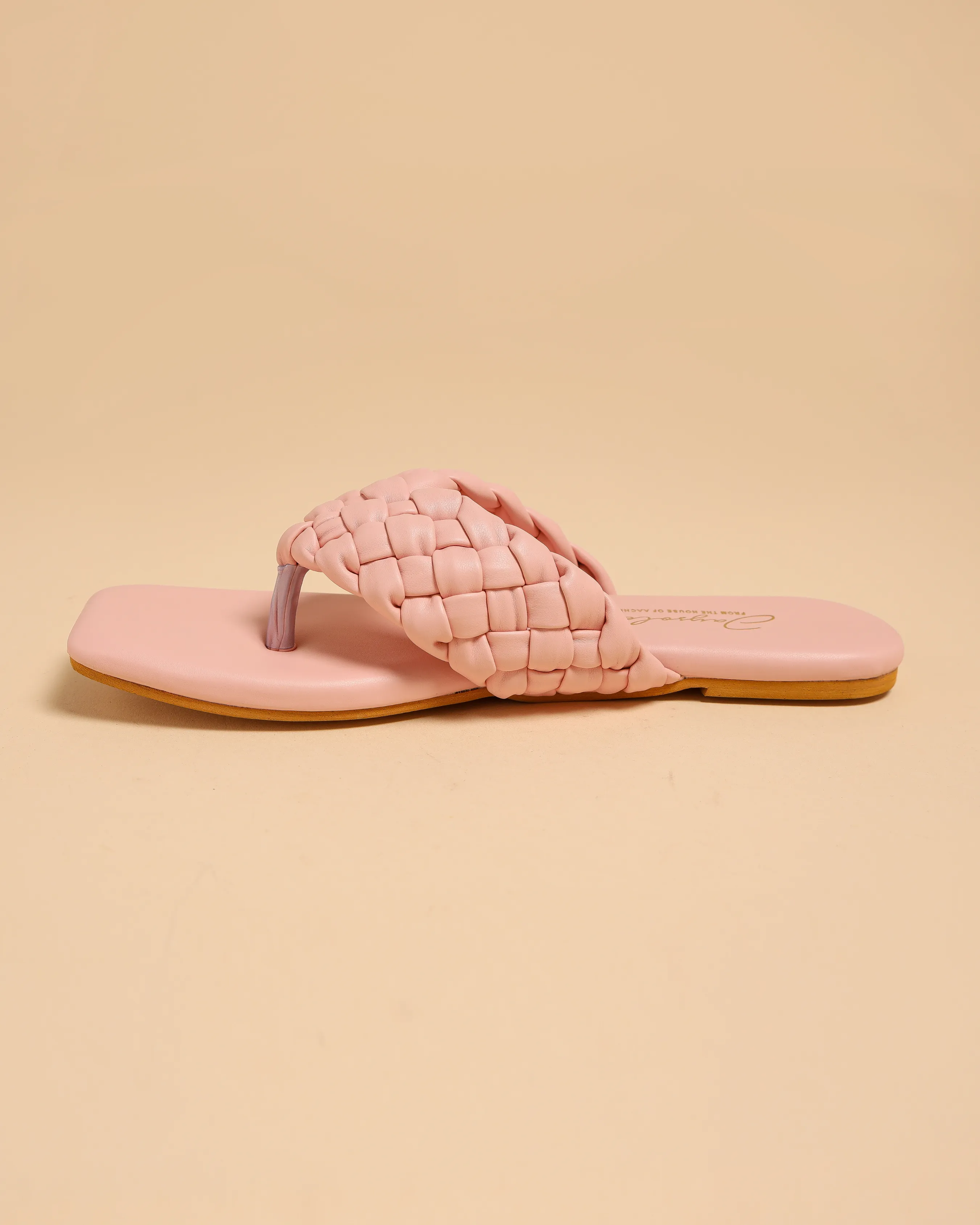 Cream Tan Braided Flats