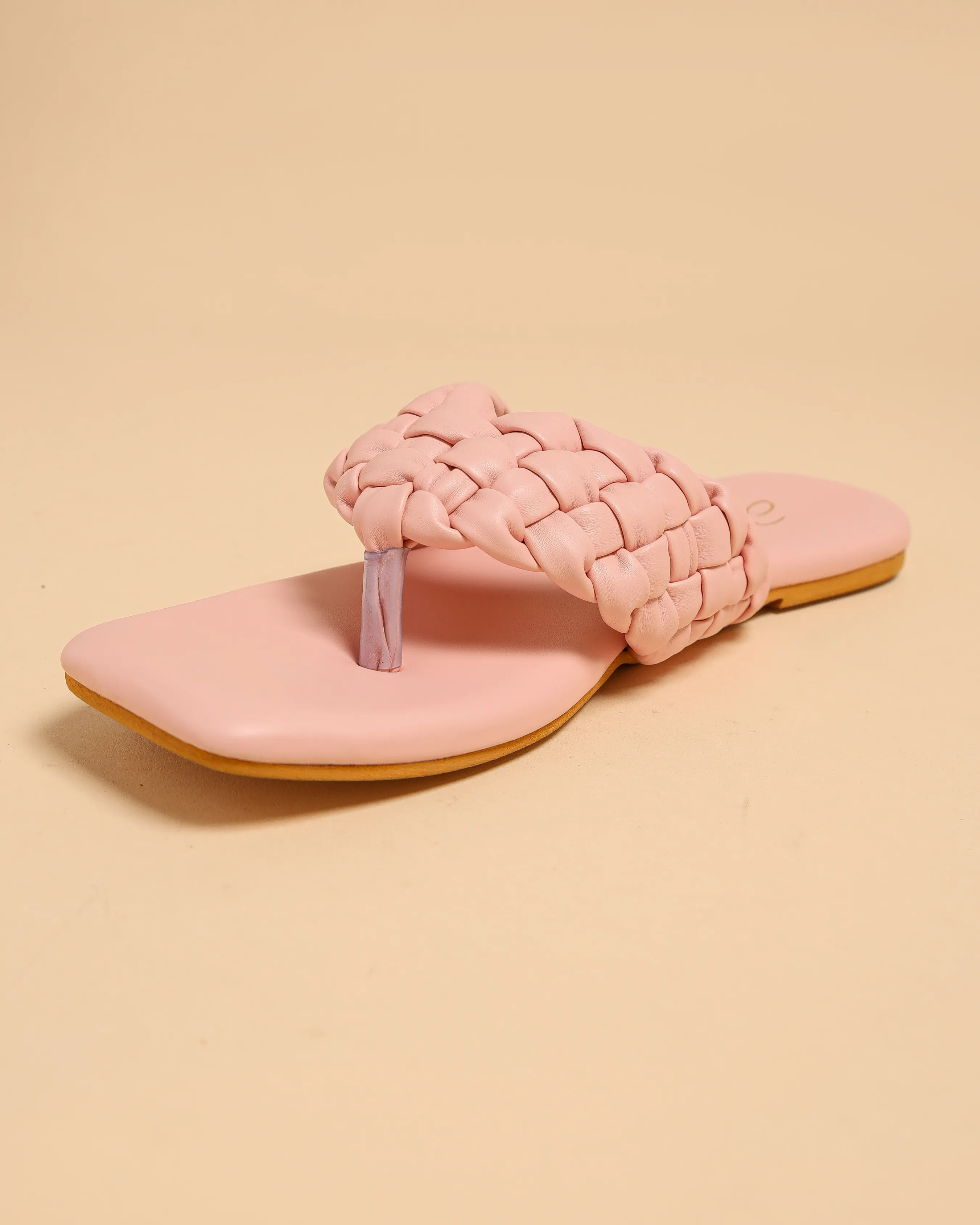 Cream Tan Braided Flats
