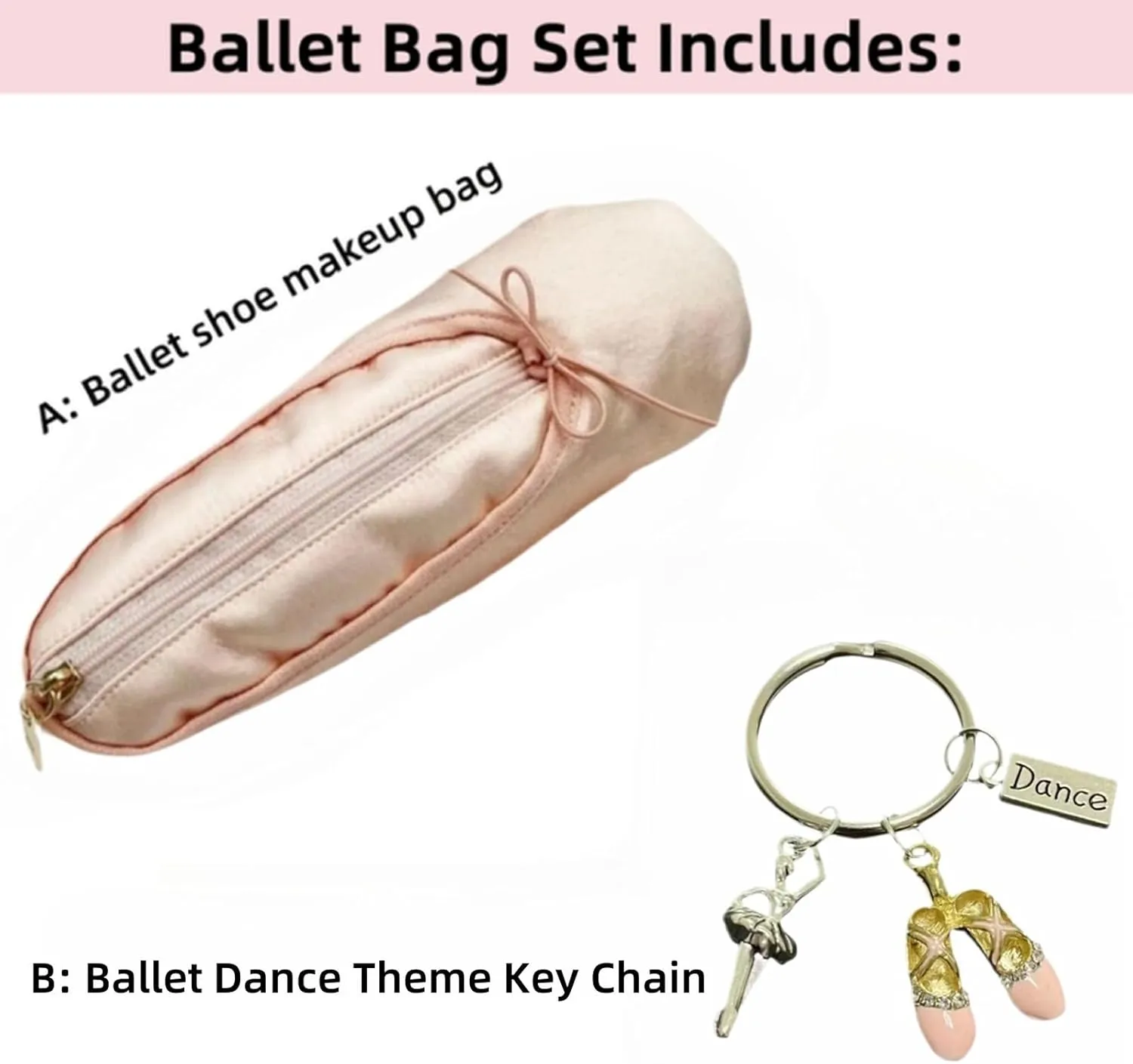 Cute Ballet Slipper Pouch Makeup Bag Ballerina Pointe Shoe Cosmetic Bag Dance Recital Stuff Gifts for Girls Dancer Accessories (Pink-K1)