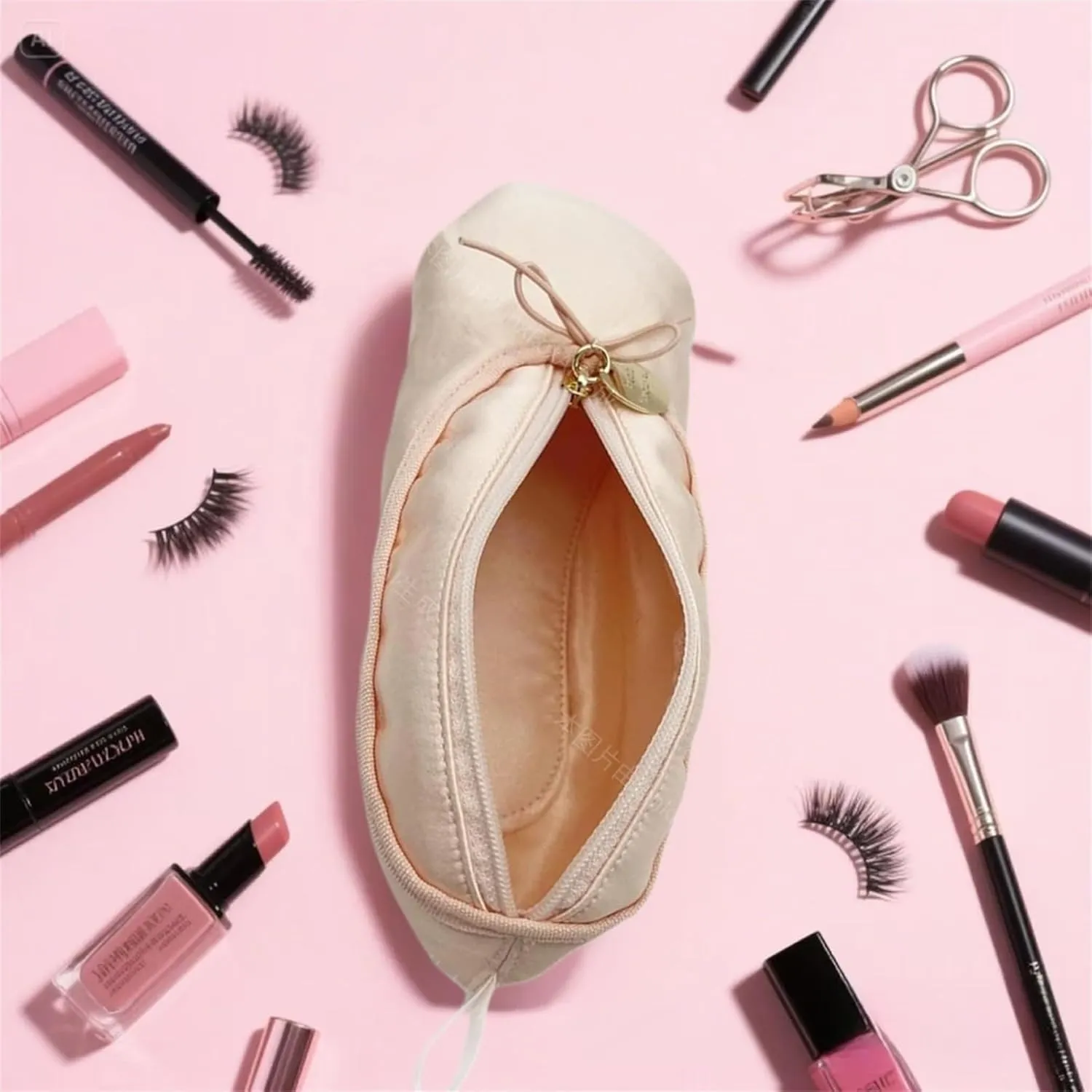 Cute Ballet Slipper Pouch Makeup Bag Dance Recital Gifts Ballerina Dancer Stuff Accessories Pointe Shoe Cosmetic Bag (Pink-B1)