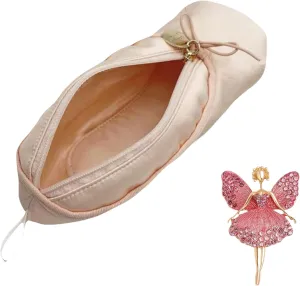 Cute Ballet Slipper Pouch Makeup Bag Dance Recital Gifts Ballerina Dancer Stuff Accessories Pointe Shoe Cosmetic Bag (Pink-B1)