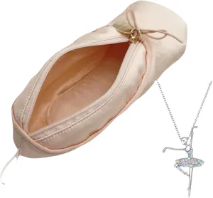 Cute Ballet Slipper Pouch Makeup Bag Dance Recital Gifts Ballerina Dancer Stuff Accessories Pointe Shoe Cosmetic Bag (Pink-N1)
