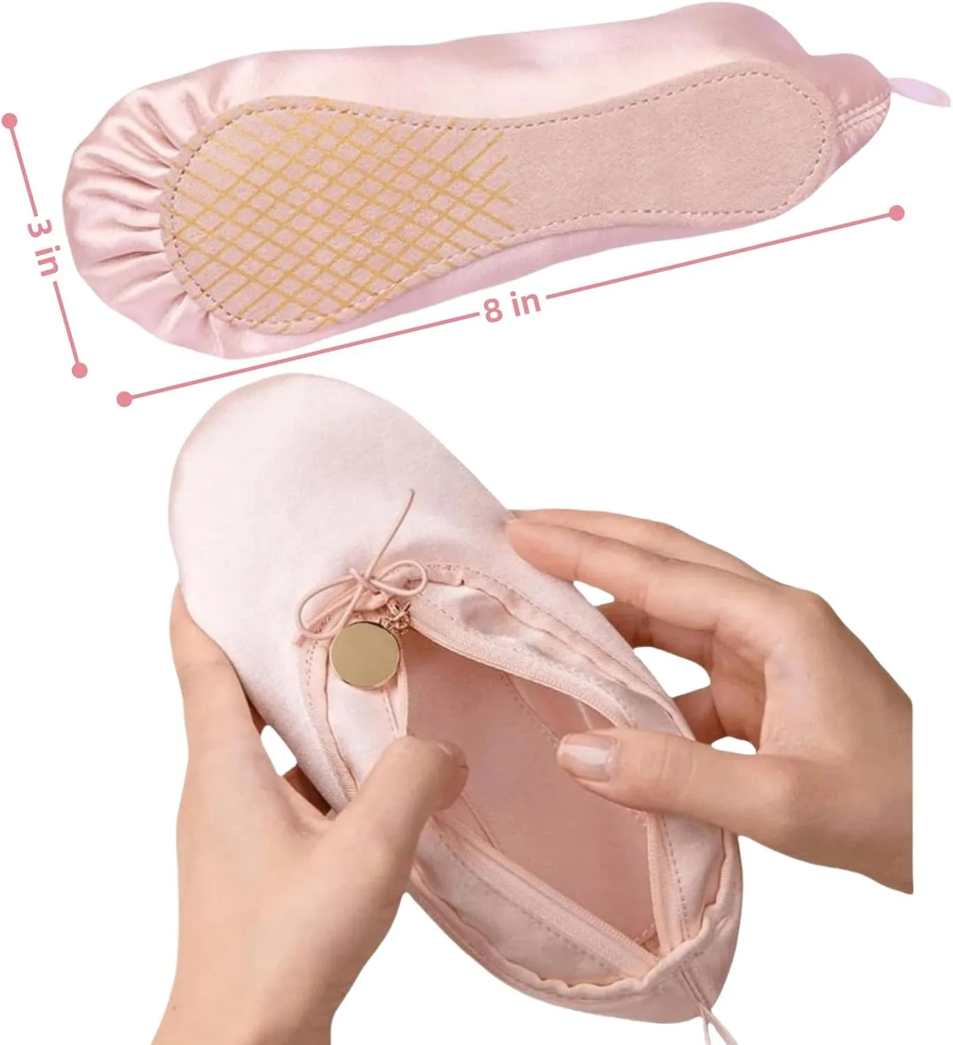 Cute Ballet Slipper Pouch Makeup Bag Dance Recital Gifts Ballerina Dancer Stuff Accessories Pointe Shoe Cosmetic Bag (Pink-N1)