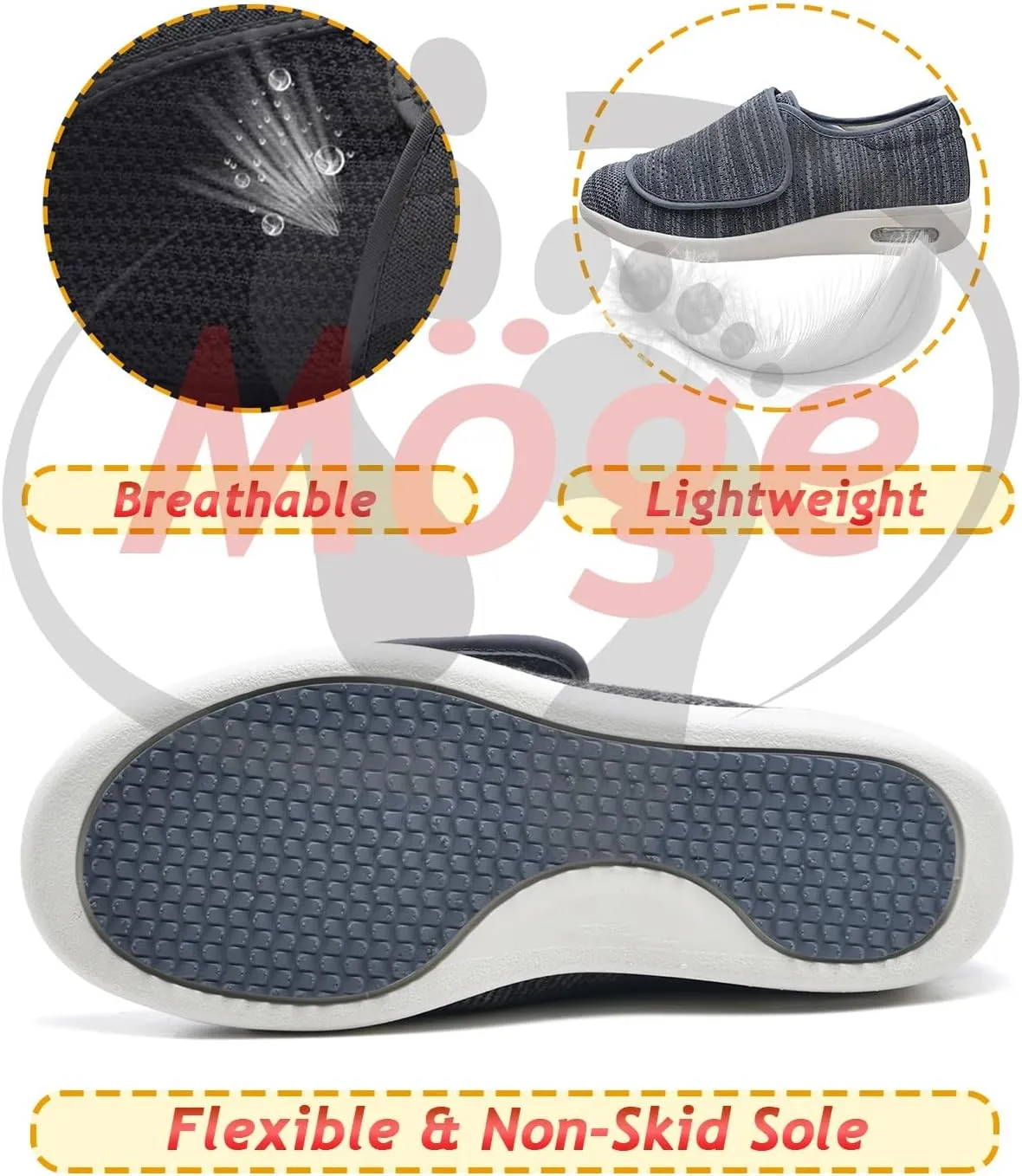 Edema Shoes for Swollen Feet Disability Shoes for Swollen Feet Mens Slip on Trainers Loafers Casual Breathable Slip-on Lightweight Comfortable Tennis Mesh Shoes