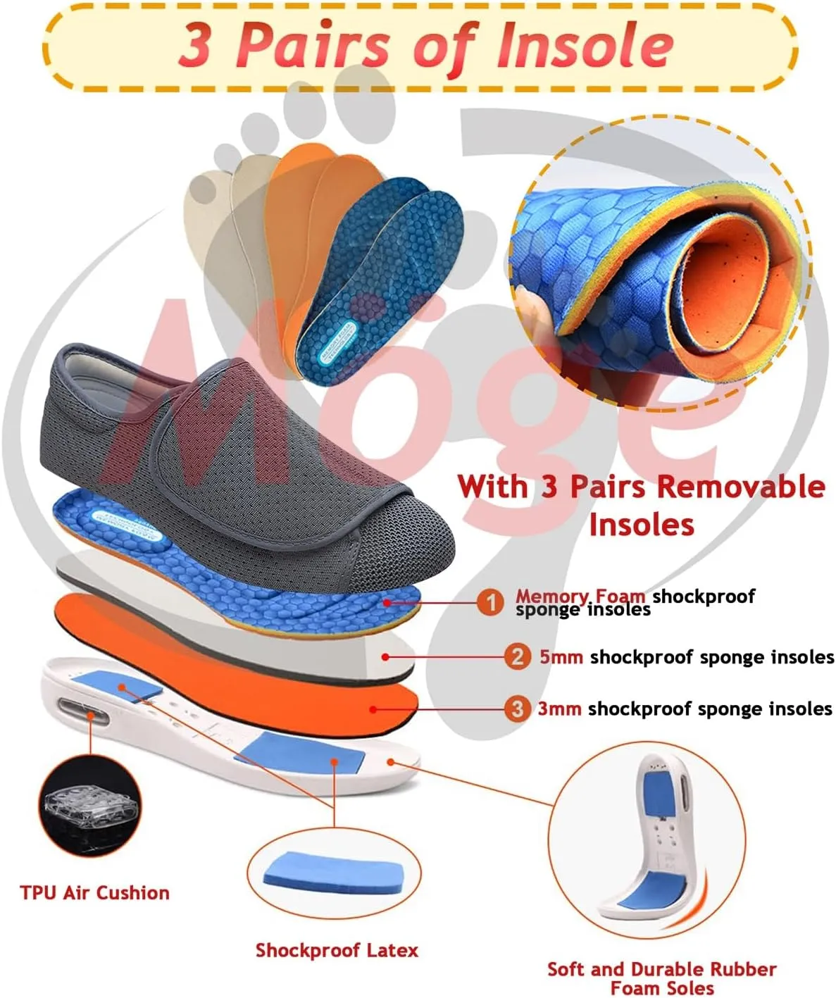 Edema Shoes for Swollen Feet Disability Shoes for Swollen Feet Mens Slip on Trainers Loafers Casual Breathable Slip-on Lightweight Comfortable Tennis Mesh Shoes