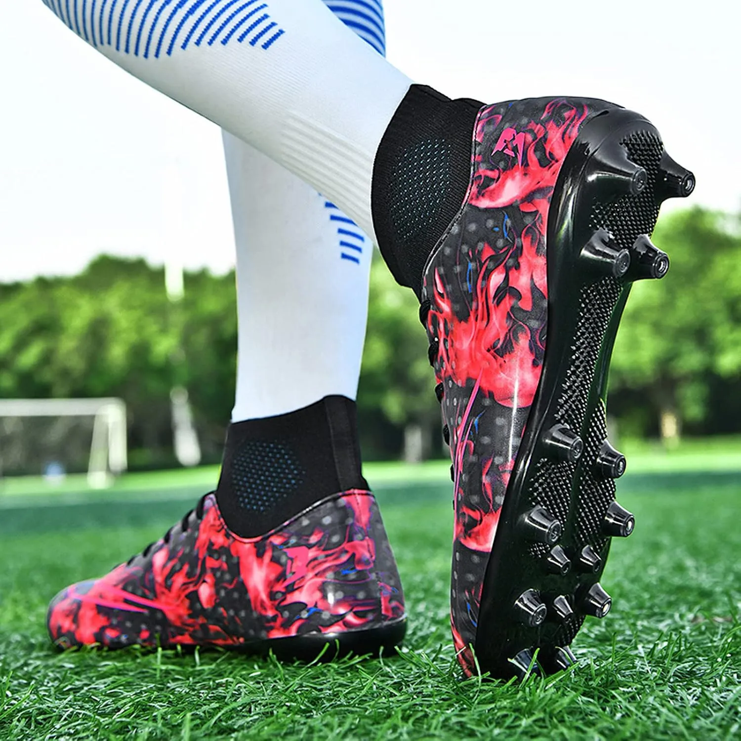 FLIOZY Mens Football Shoes High-top Cleats Soccer Boots Youth Sports Football Shoes Competition Training Football Boots Sneaker