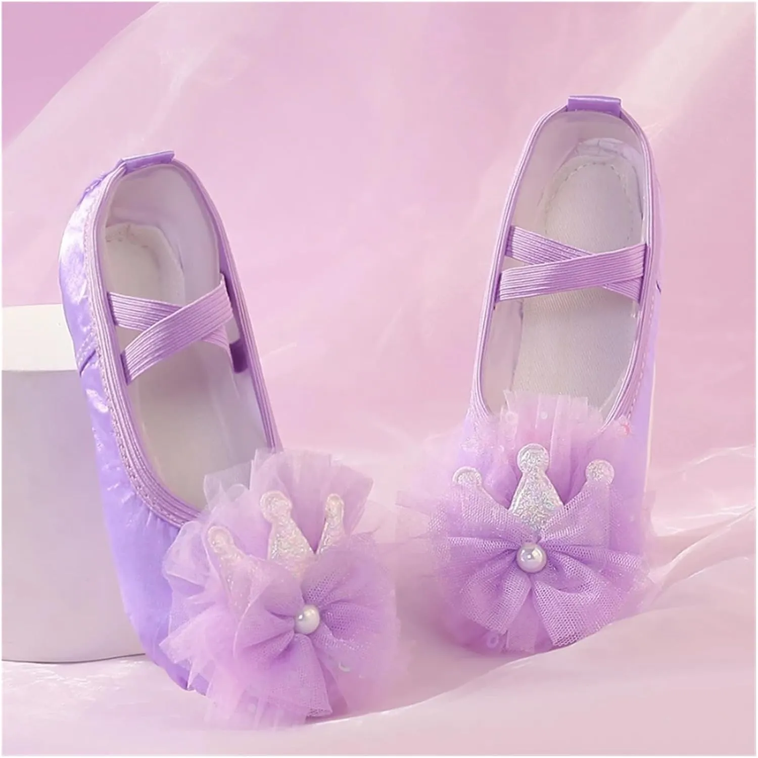 Girl Dance Shoes Kid Ballet Flat Toddler Ballet Shoe Princess Cheer Shoes Soft Sole Exercise Shoe Lace Dance Shoe(Pink,27insole16.5cm)