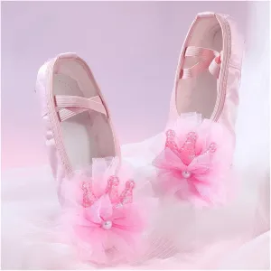 Girl Dance Shoes Kid Ballet Flat Toddler Ballet Shoe Princess Cheer Shoes Soft Sole Exercise Shoe Lace Dance Shoe(Pink,27insole16.5cm)