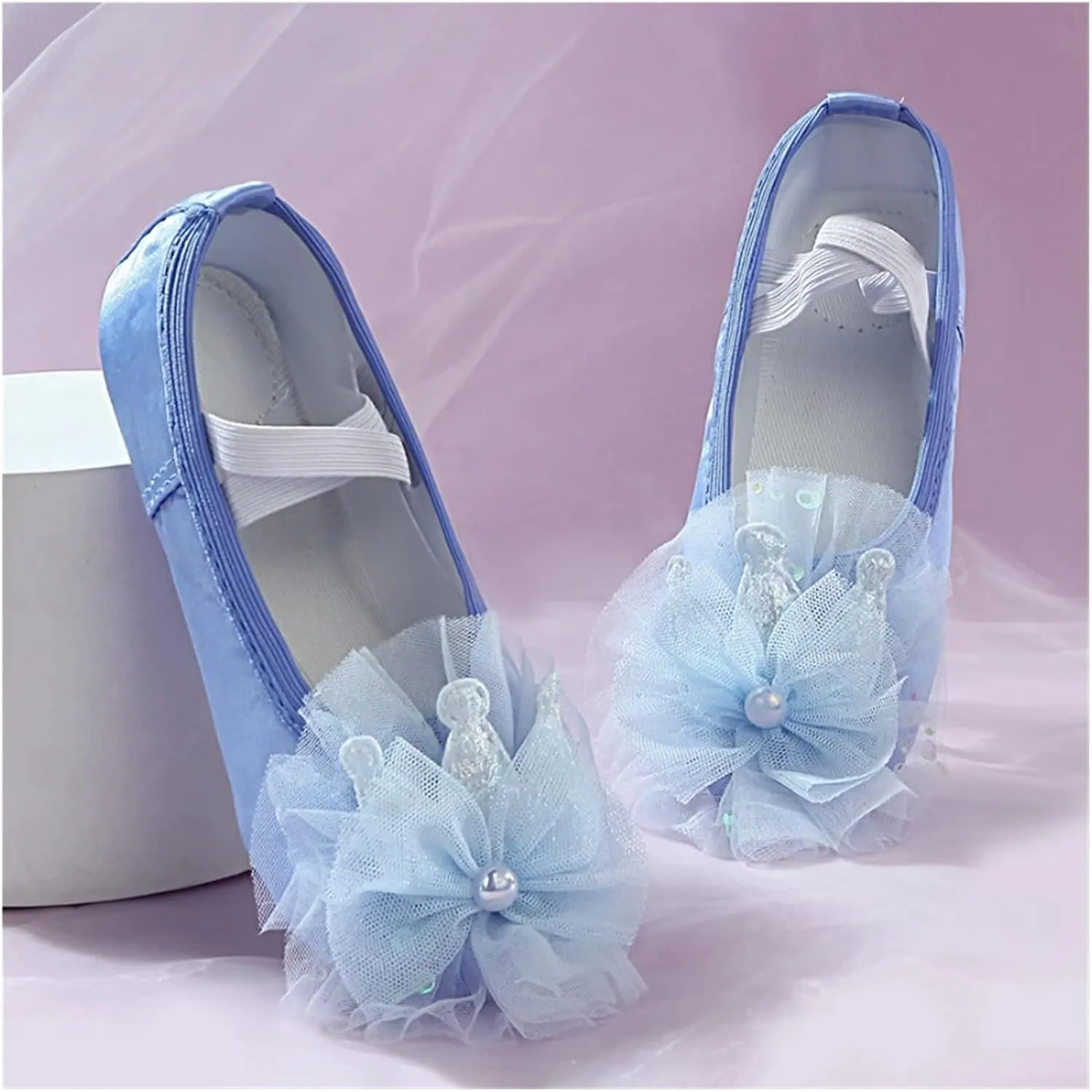 Girl Dance Shoes Kid Ballet Flat Toddler Ballet Shoe Princess Cheer Shoes Soft Sole Exercise Shoe Lace Dance Shoe(Pink,27insole16.5cm)