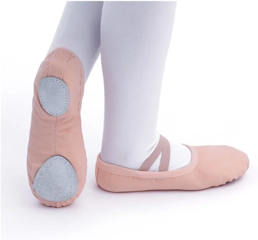 Girls Ballet Shoes Canvas Ballet Dance Slippers for Women Kids Children Classical Practice Split-Sole 5 Colors Adult Flat Dance(Pink,24(15.5cm))