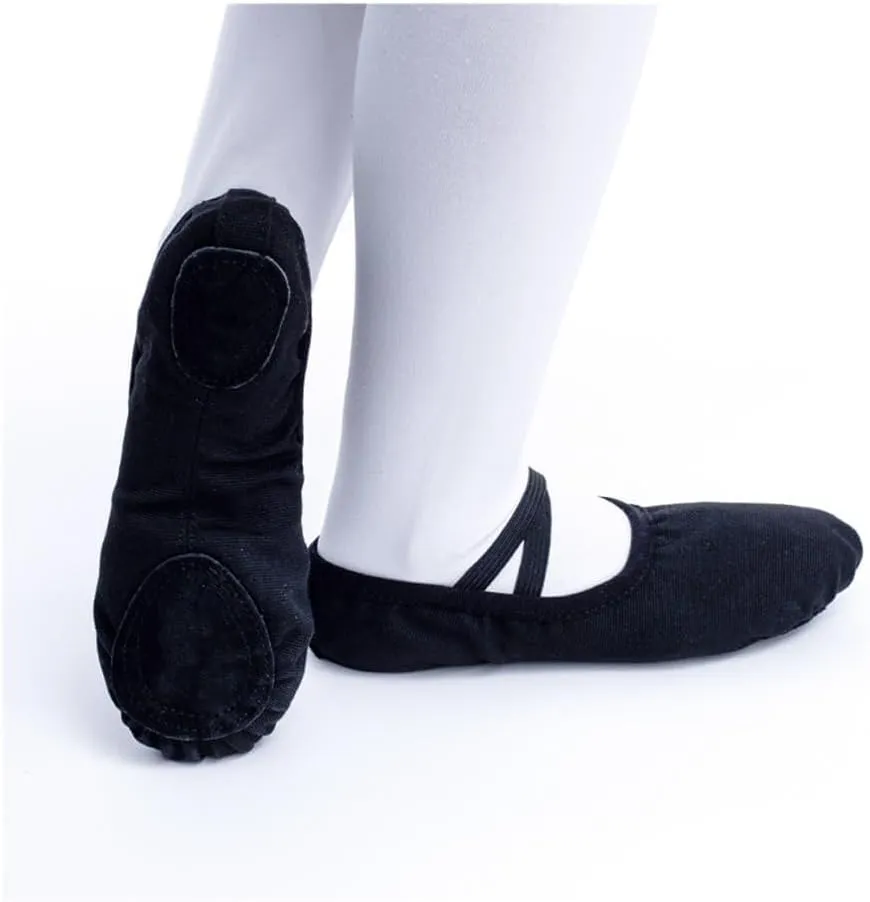 Girls Ballet Shoes Canvas Ballet Dance Slippers for Women Kids Children Classical Practice Split-Sole 5 Colors Adult Flat Dance(Pink,24(15.5cm))