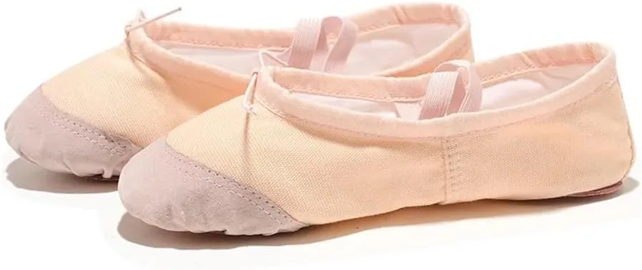 Girls Ballet Shoes Canvas Flat Ballet Dancing Slippers Dance Shoes for Adult Women Kids Children Classic Split-Sole Soft Leather(Multi,34(20.5cm))