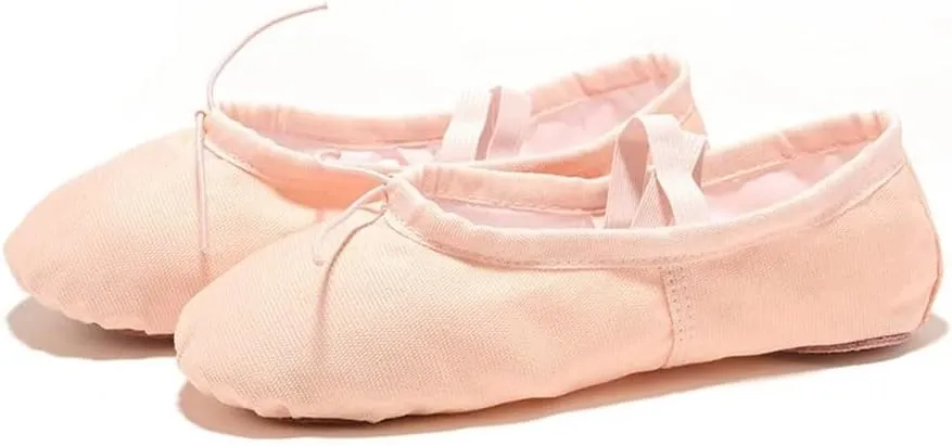 Girls Ballet Shoes Canvas Flat Ballet Dancing Slippers Dance Shoes for Adult Women Kids Children Classic Split-Sole Soft Leather(Multi,34(20.5cm))