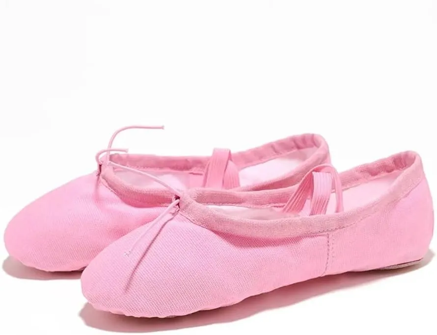 Girls Ballet Shoes Canvas Flat Ballet Dancing Slippers Dance Shoes for Adult Women Kids Children Classic Split-Sole Soft Leather(Multi,34(20.5cm))
