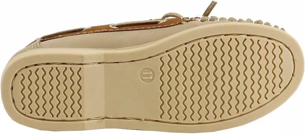Girl's Fashion Slip On Tan/Pink Boat Shoes Sz: