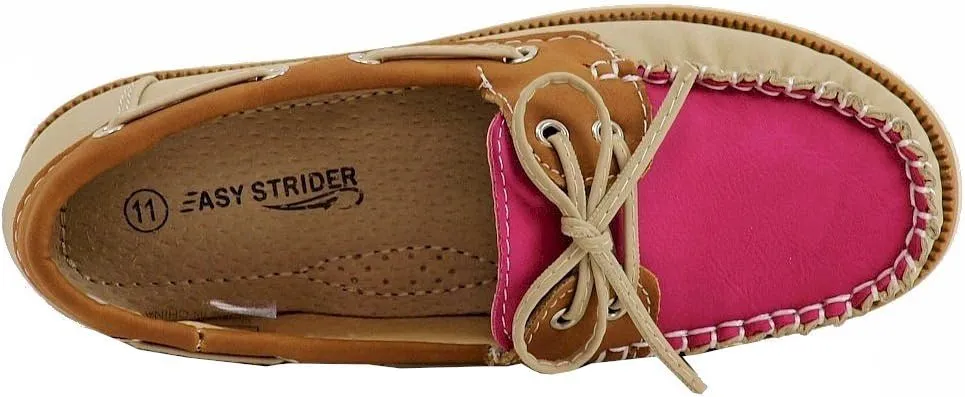 Girl's Fashion Slip On Tan/Pink Boat Shoes Sz: