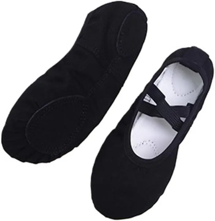 Girls Women Ballet Slippers Ballet Dance Shoes Adult Gymnastics Training Shoes Canvas Soft Sole Ballet Shoes(Black,30)