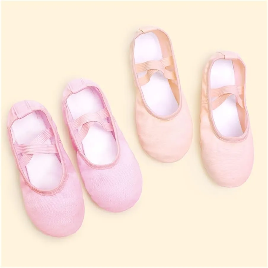 Girls Women Ballet Slippers Ballet Dance Shoes Adult Gymnastics Training Shoes Canvas Soft Sole Ballet Shoes(Pink,37)
