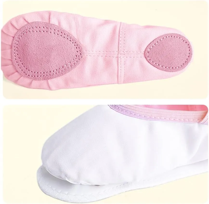 Girls Women Ballet Slippers Ballet Dance Shoes Adult Gymnastics Training Shoes Canvas Soft Sole Ballet Shoes(Pink,37)