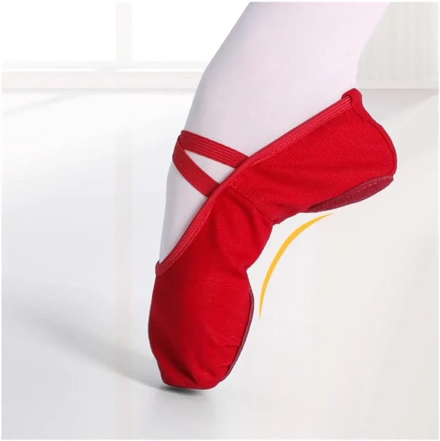 Girls Women Ballet Slippers Ballet Dance Shoes Adult Gymnastics Training Shoes Canvas Soft Sole Ballet Shoes(Pink,37)