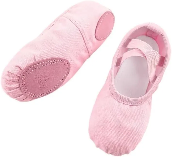 Girls Women Ballet Slippers Ballet Dance Shoes Adult Gymnastics Training Shoes Canvas Soft Sole Ballet Shoes(Pink,37)