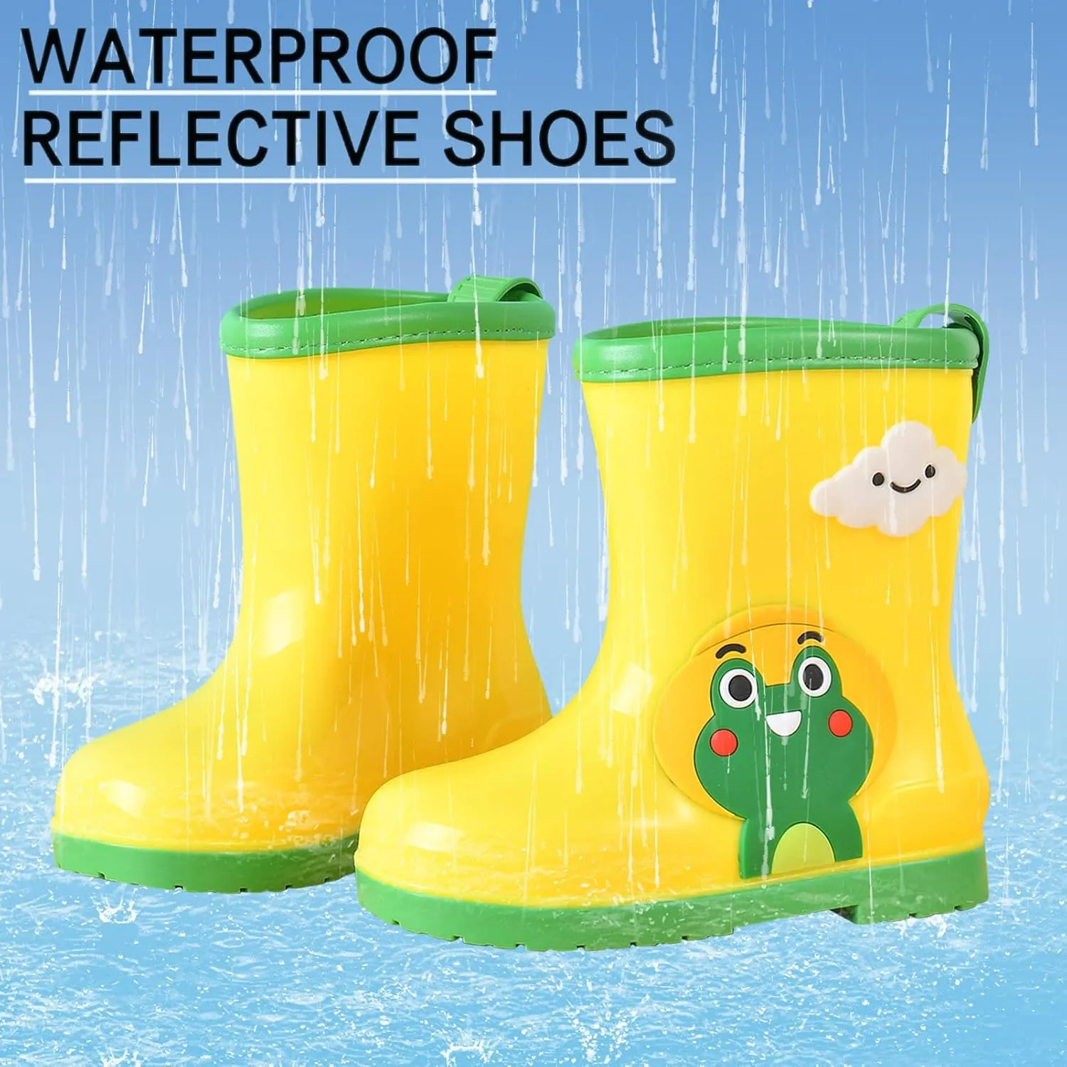 IWIHMIV Lightwight Waterproof Rain Boots Rubber Children Water Shoes Dinosaur Rain Boots for Boys