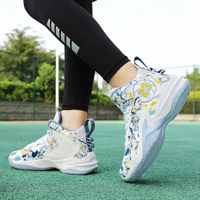 Kids Basketball Shoes, Leather Trendy Casual Sports Basketball Shoes Breathable Comfortable Boys Sneakers for Big Kids??