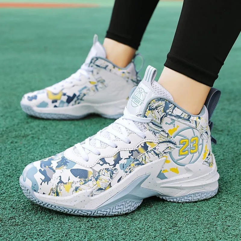 Kids Basketball Shoes, Leather Trendy Casual Sports Basketball Shoes Breathable Comfortable Boys Sneakers for Big Kids??