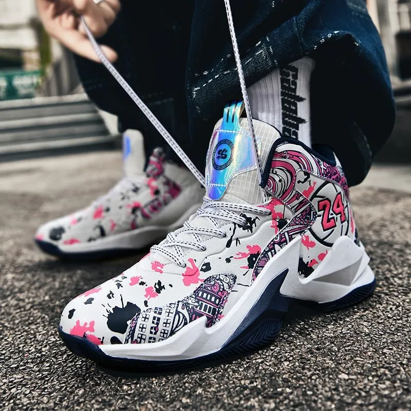 Kids Basketball Shoes, Leather Trendy Casual Sports Basketball Shoes Breathable Comfortable Boys Sneakers for Big Kids??