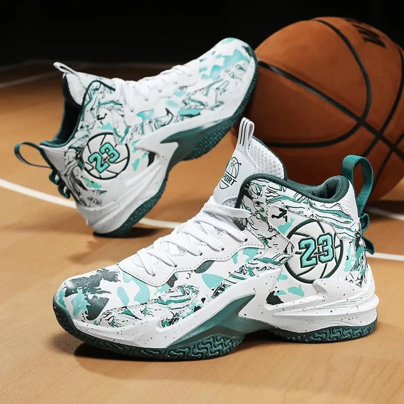 Kids Basketball Shoes, Leather Trendy Casual Sports Basketball Shoes Breathable Comfortable Boys Sneakers for Big Kids??