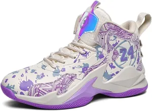 Kids Basketball Shoes, Leather Trendy Casual Sports Basketball Shoes Breathable Comfortable Boys Sneakers for Big Kids??