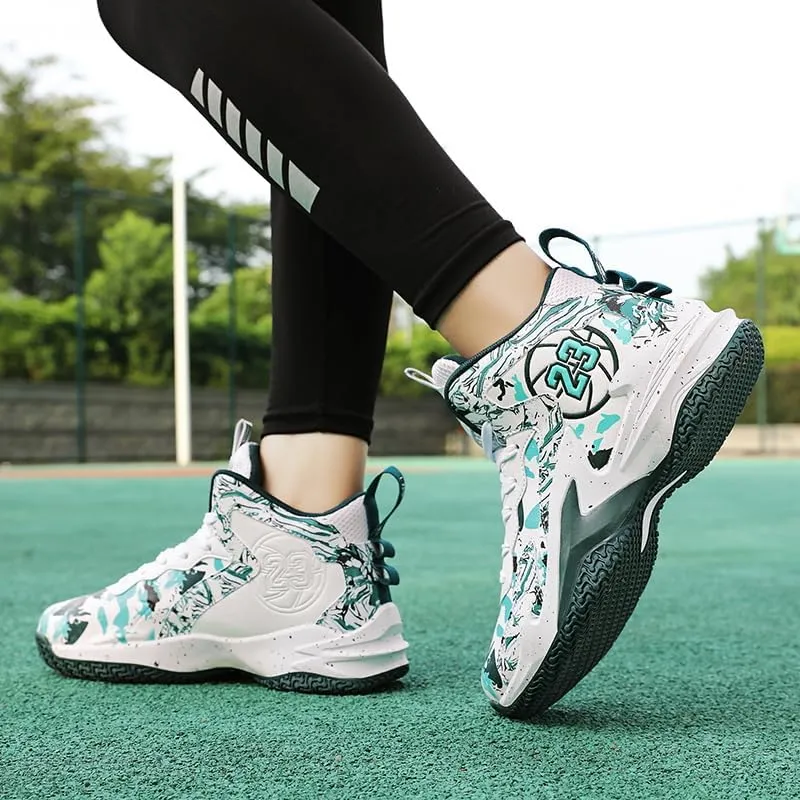 Kids Basketball Shoes, Leather Trendy Casual Sports Basketball Shoes Breathable Comfortable Boys Sneakers for Big Kids??