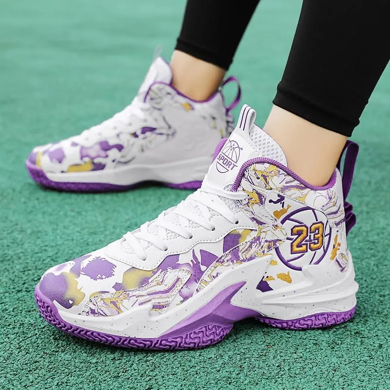 Kids Basketball Shoes, Leather Trendy Casual Sports Basketball Shoes Breathable Comfortable Boys Sneakers for Big Kids??
